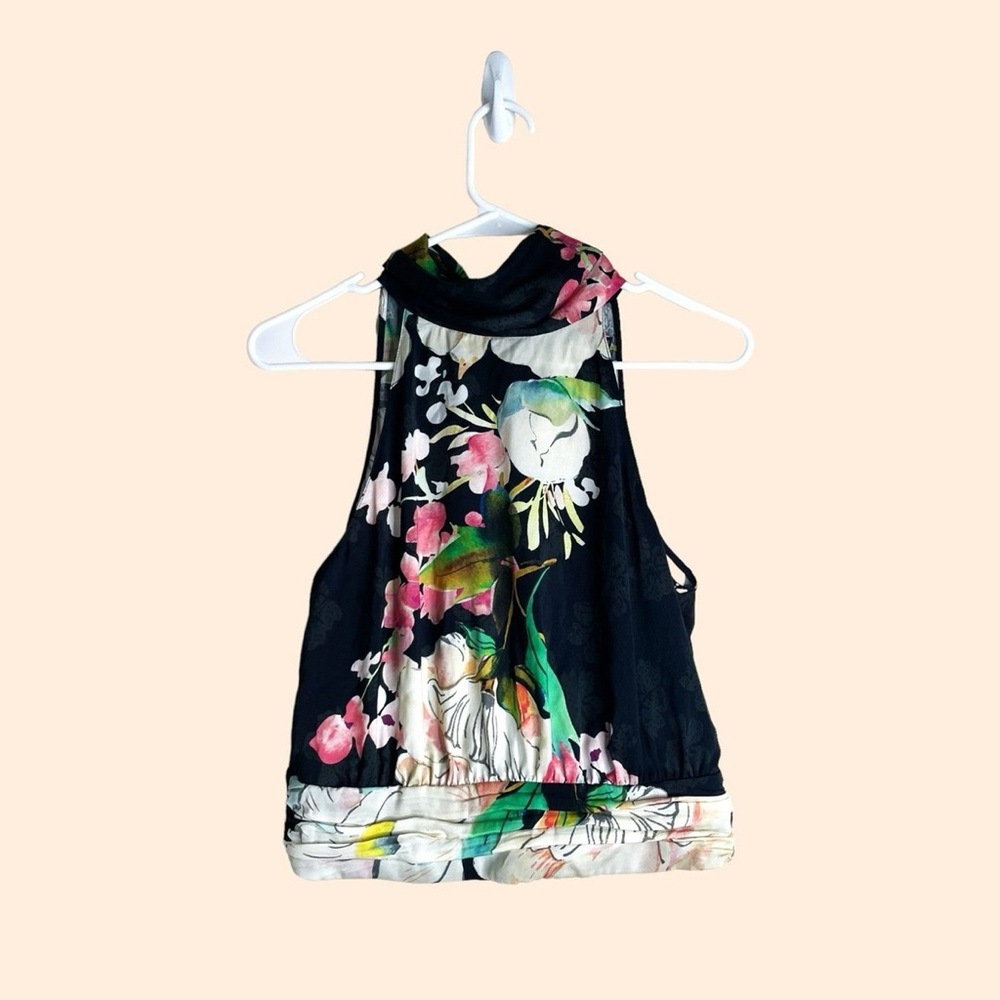 Zara Floral Satin Halter Tank